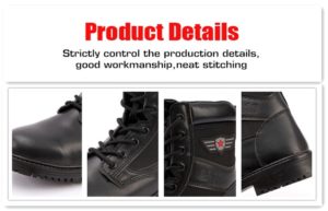 Cleab® SG643 Genuine Leather Army Black Military Safety Boots (1)